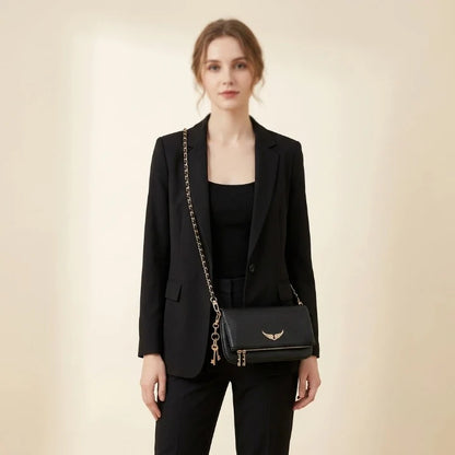 Crossbody Bag Faux Leather Removable Gold Chain & Zipper