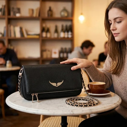 Crossbody Bag Faux Leather Removable Gold Chain & Zipper