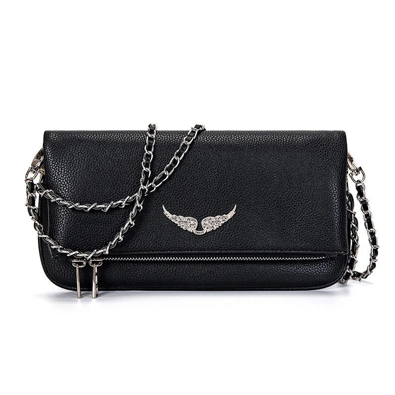 Crossbody Bag Faux Leather Removable Gold Chain & Zipper