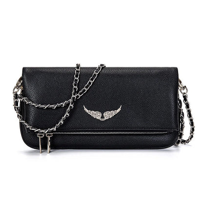 Crossbody Bag Faux Leather Removable Gold Chain & Zipper