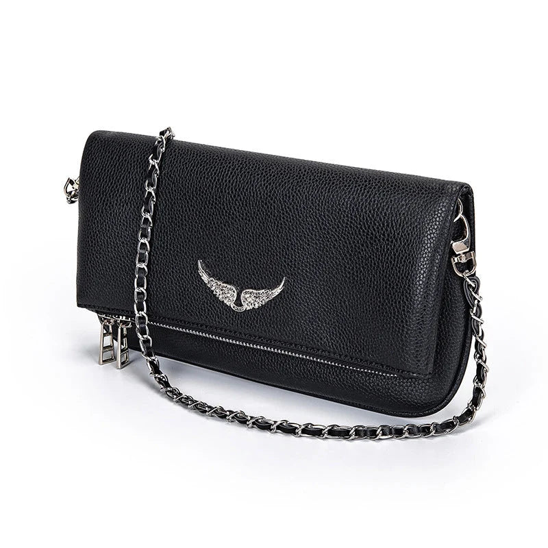 Crossbody Bag Faux Leather Removable Gold Chain & Zipper