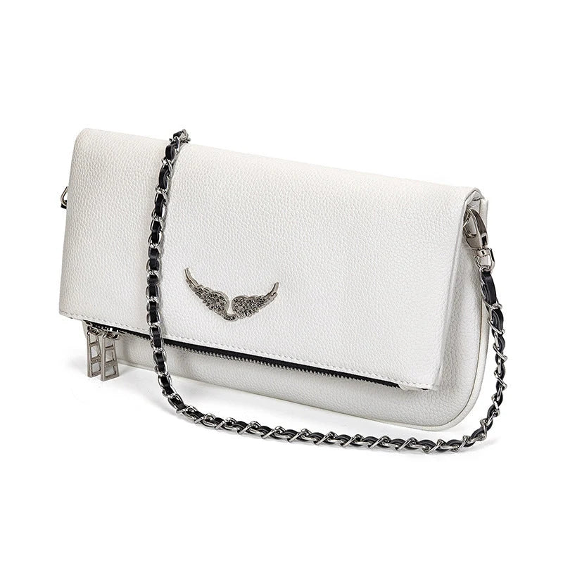 Crossbody Bag Faux Leather Removable Gold Chain & Zipper