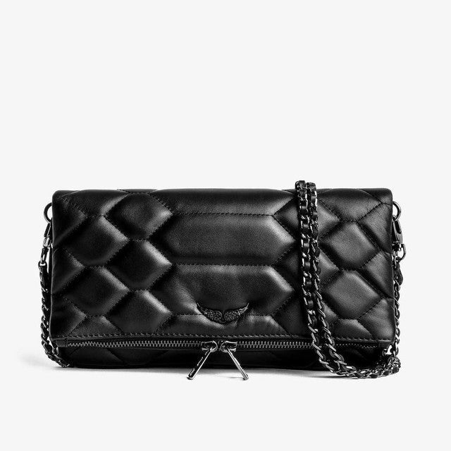 Crossbody Bag Faux Leather Removable Gold Chain & Zipper