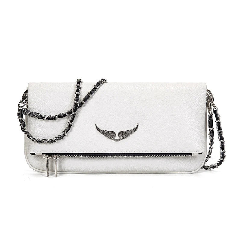 Crossbody Bag Faux Leather Removable Gold Chain & Zipper