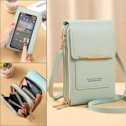 Crossbody Bag Faux Leather Theft-Proof Touchscreen Pocket
