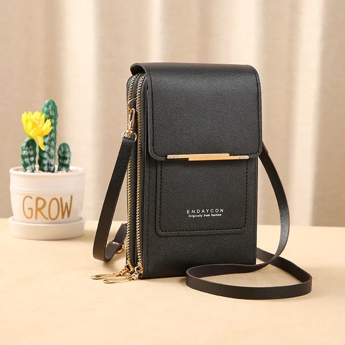 Crossbody Bag Faux Leather Theft-Proof Touchscreen Pocket