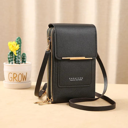 Crossbody Bag Faux Leather Theft-Proof Touchscreen Pocket