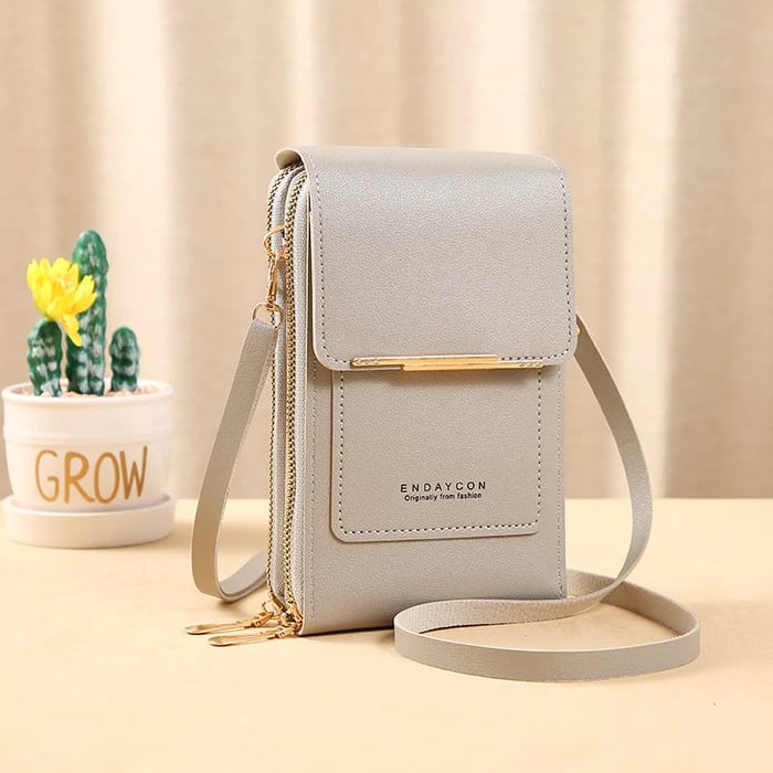 Crossbody Bag Faux Leather Theft-Proof Touchscreen Pocket
