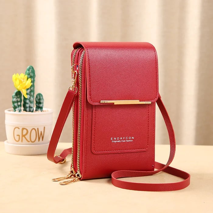 Crossbody Bag Faux Leather Theft-Proof Touchscreen Pocket