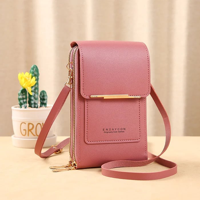 Crossbody Bag Faux Leather Theft-Proof Touchscreen Pocket