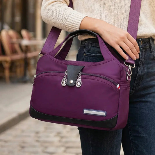 Crossbody Bag Five Zippered Compartments Hidden Anti-Theft Pocket