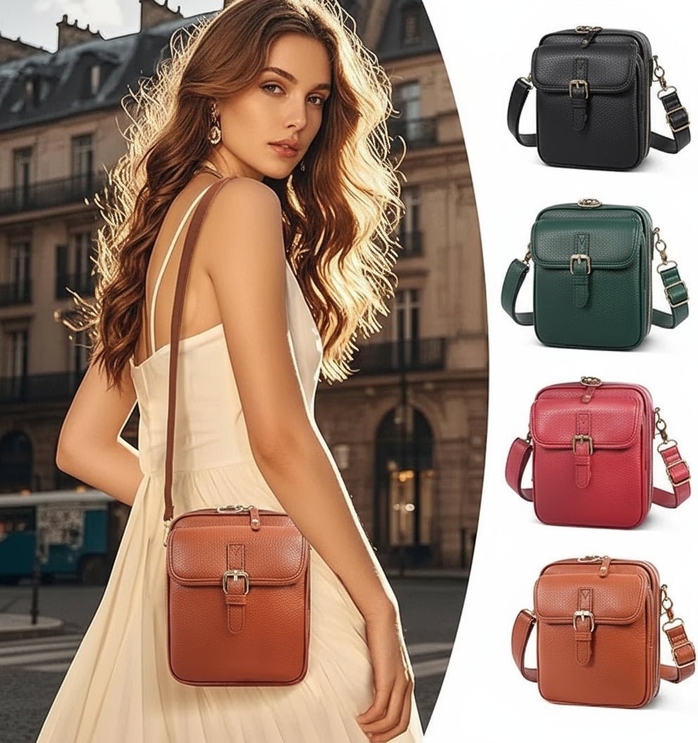 Crossbody Bag Grained Faux Leather Organized Interior