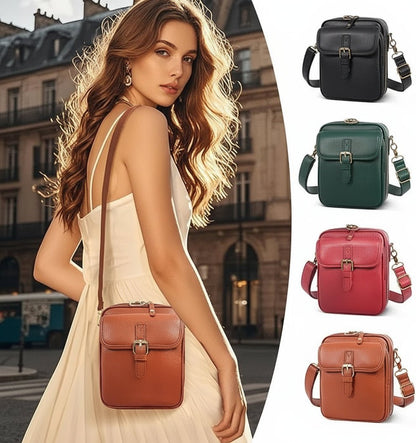 Crossbody Bag Grained Faux Leather Organized Interior