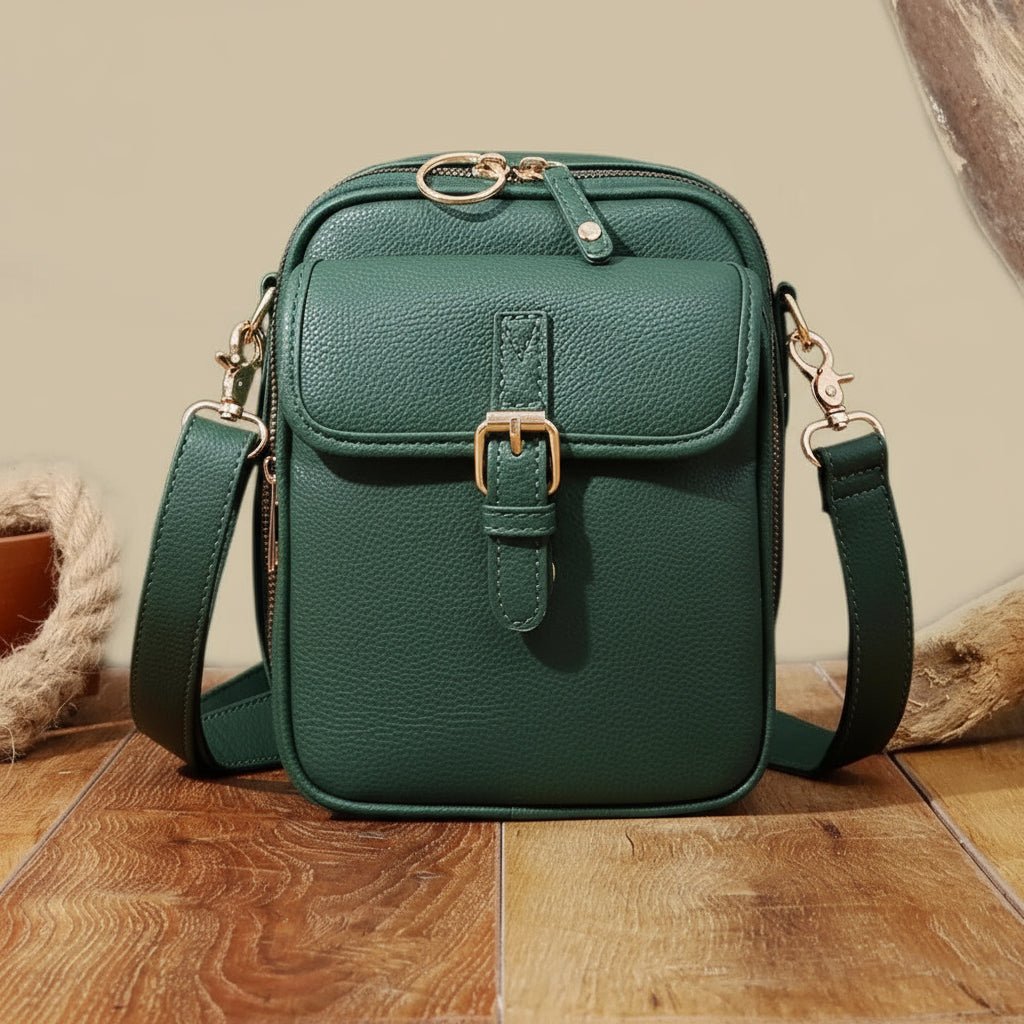 Crossbody Bag Grained Faux Leather Organized Interior