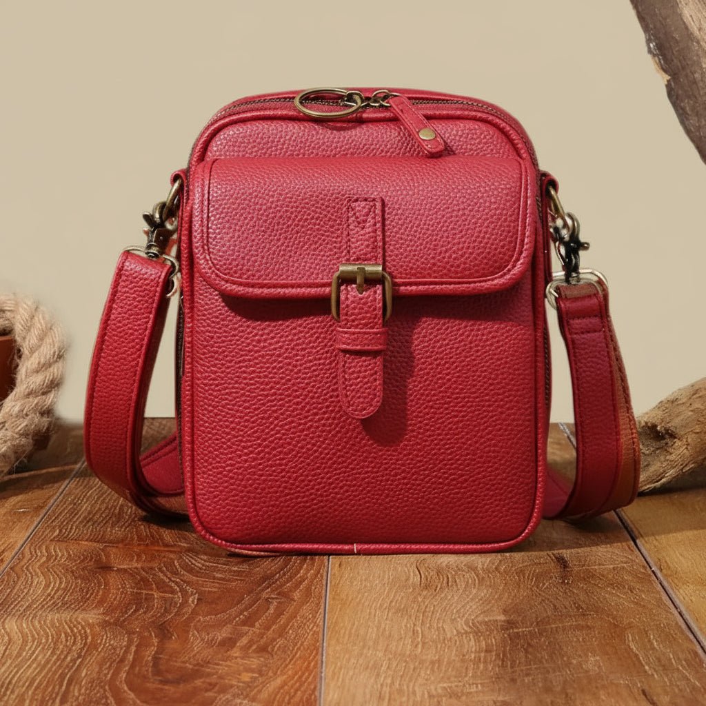 Crossbody Bag Grained Faux Leather Organized Interior