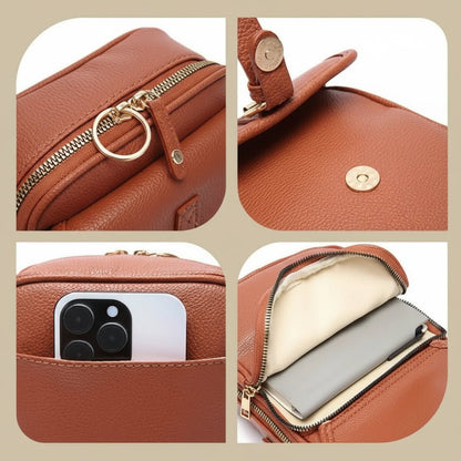 Crossbody Bag Grained Faux Leather Organized Interior