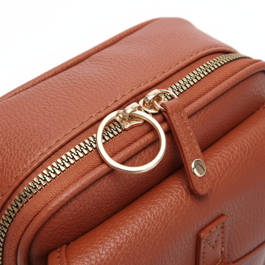 Crossbody Bag Grained Faux Leather Organized Interior