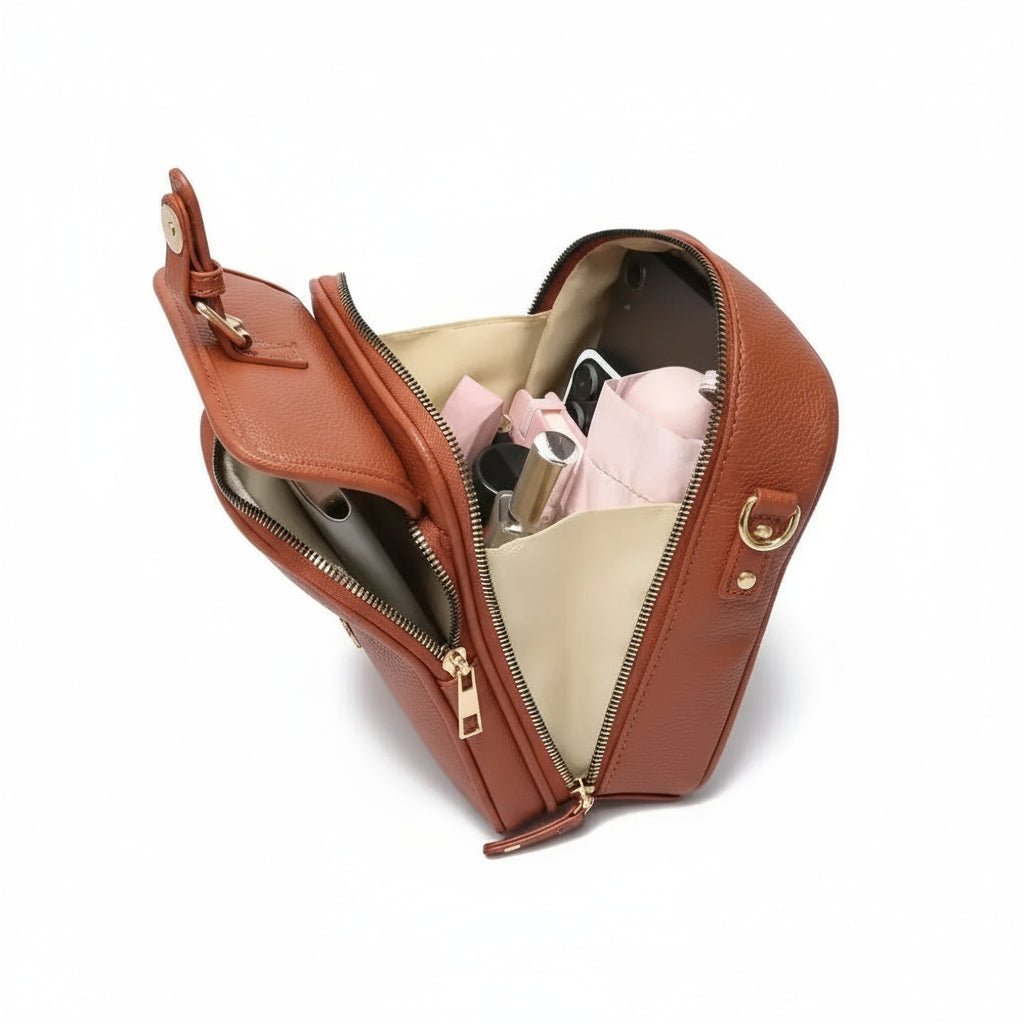 Crossbody Bag Grained Faux Leather Organized Interior