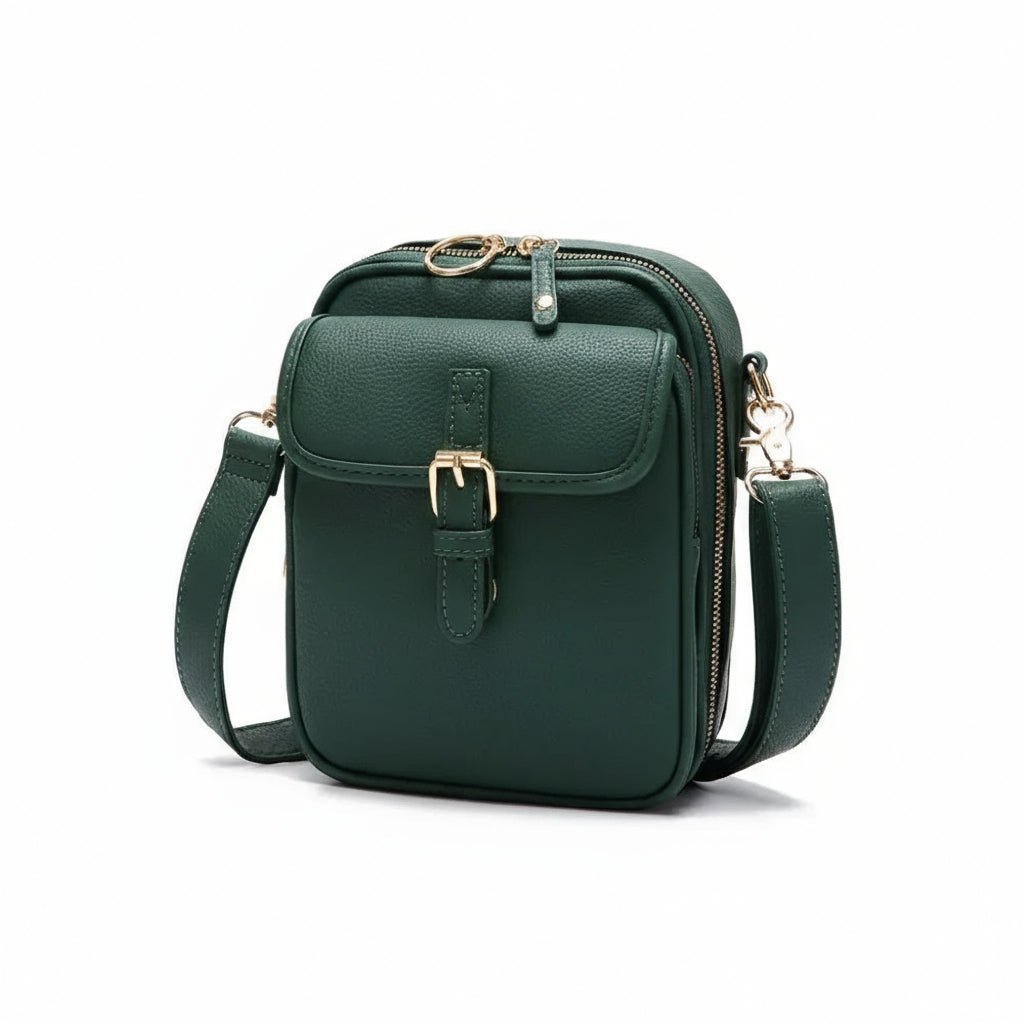 Crossbody Bag Grained Faux Leather Organized Interior