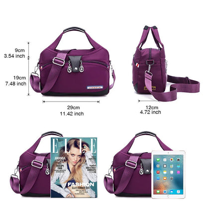 Crossbody Bag Hidden Zippers & Water-Repellent Nylon