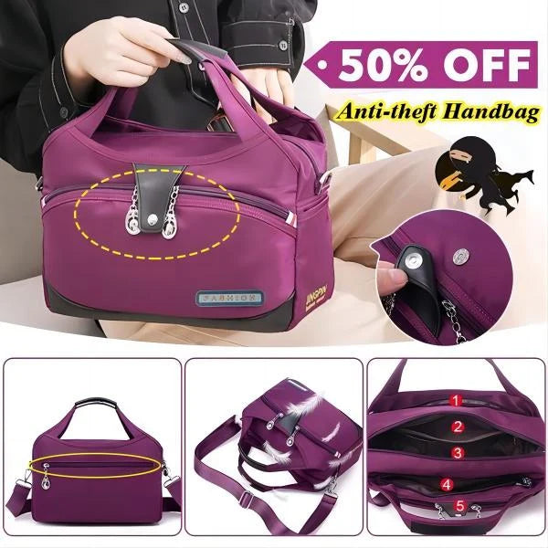 Crossbody Bag Hidden Zippers & Water-Repellent Nylon