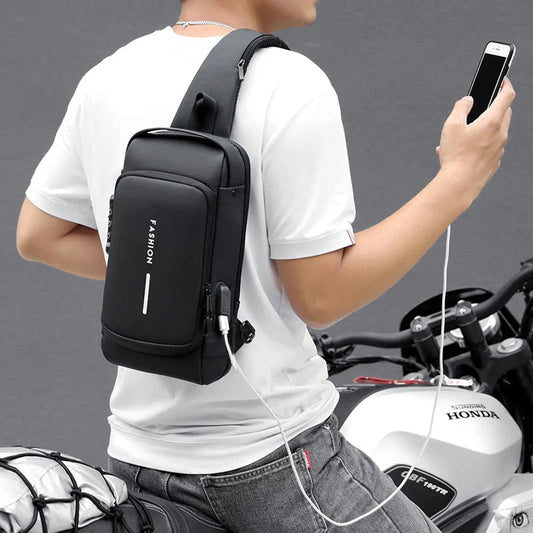 Crossbody Bag Integrated USB Port 3-Digit Lock