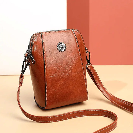 Crossbody Bag Leather-Look Multiple Compartments & Adjustable Strap