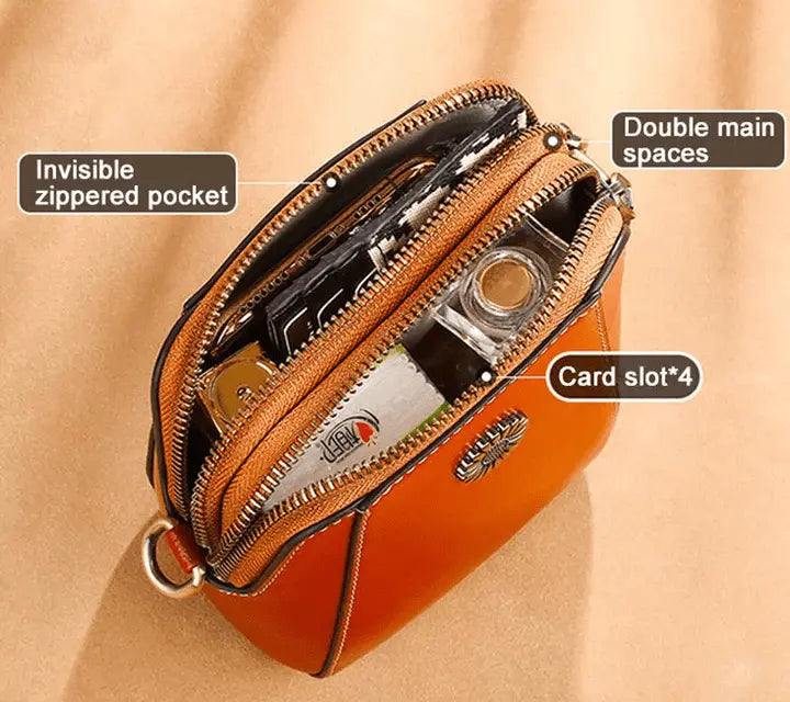 Crossbody Bag Leather-Look Multiple Compartments & Adjustable Strap