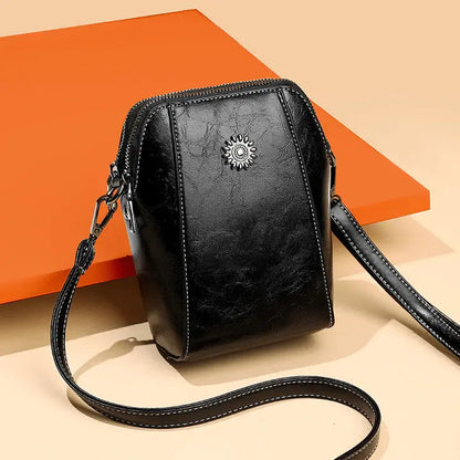 Crossbody Bag Leather-Look Multiple Compartments & Adjustable Strap