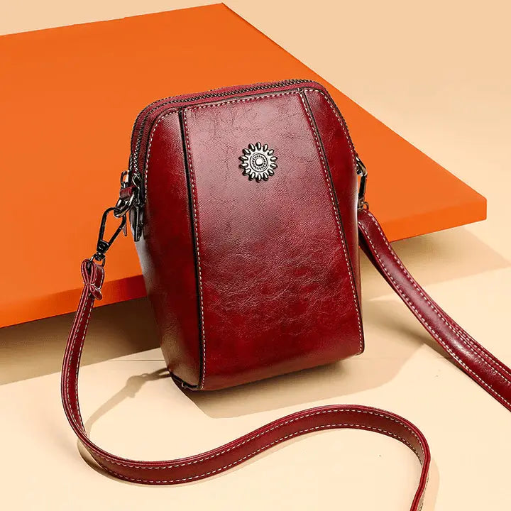 Crossbody Bag Leather-Look Multiple Compartments & Adjustable Strap