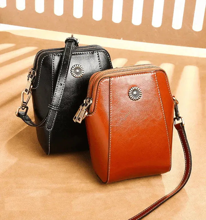 Crossbody Bag Leather-Look Multiple Compartments & Adjustable Strap