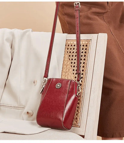 Crossbody Bag Leather-Look Multiple Compartments & Adjustable Strap