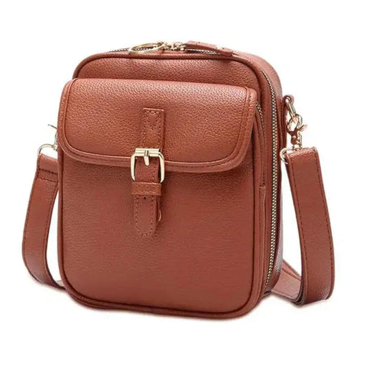 Crossbody Bag Synthetic Leather 10 Card Slots Adjustable Strap