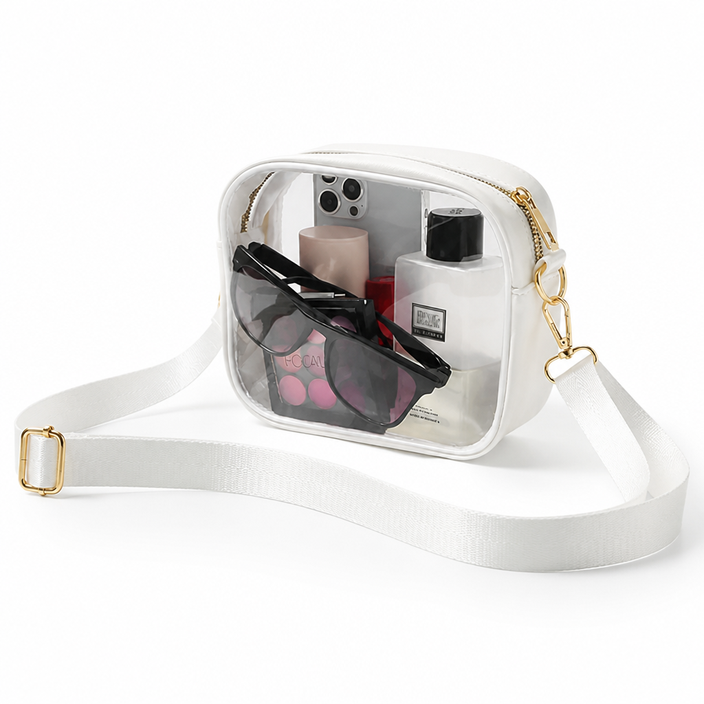 Crossbody Bag Transparent PVC Stadium-Friendly Adjustable Strap
