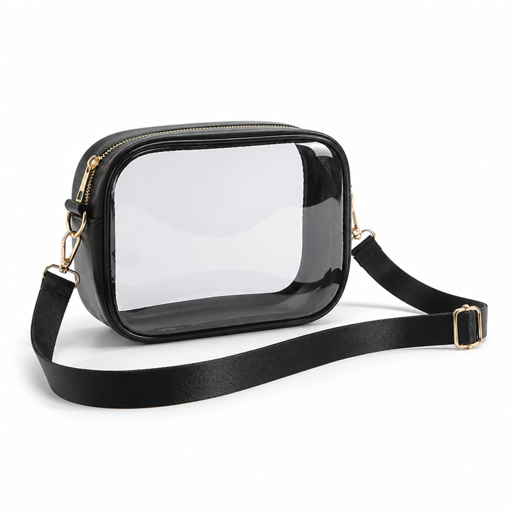Crossbody Bag Transparent PVC Stadium-Friendly Adjustable Strap