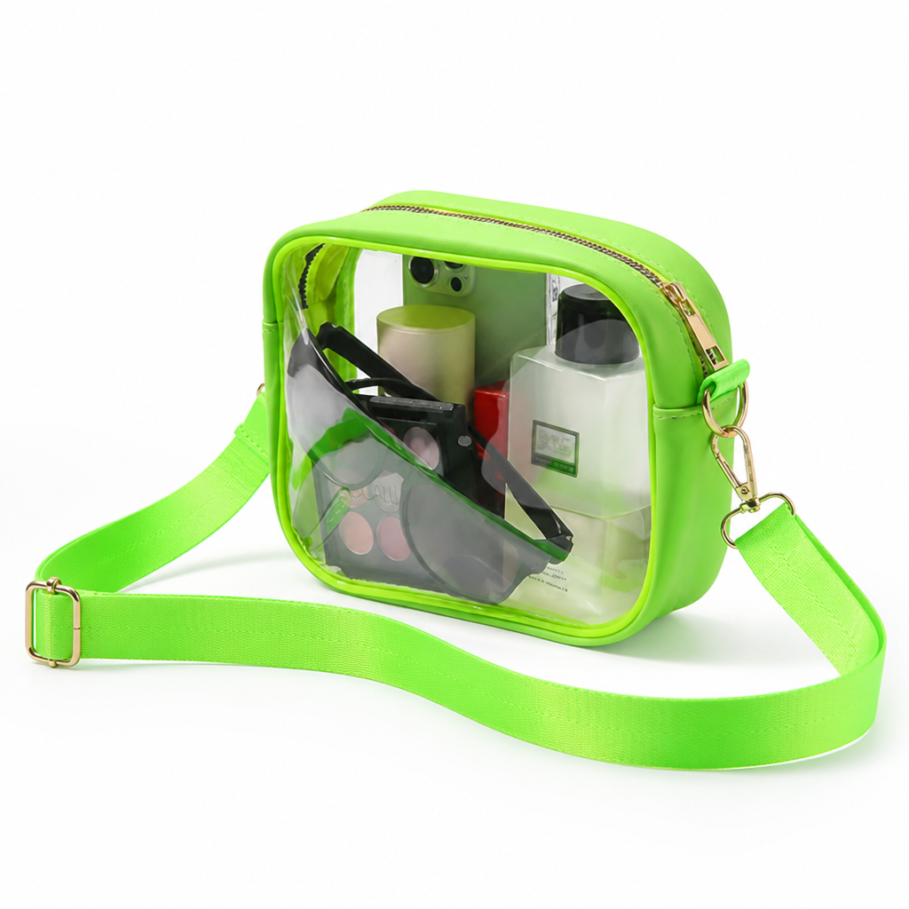Crossbody Bag Transparent PVC Stadium-Friendly Adjustable Strap