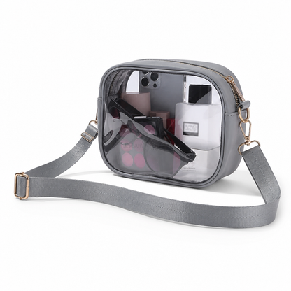 Crossbody Bag Transparent PVC Stadium-Friendly Adjustable Strap