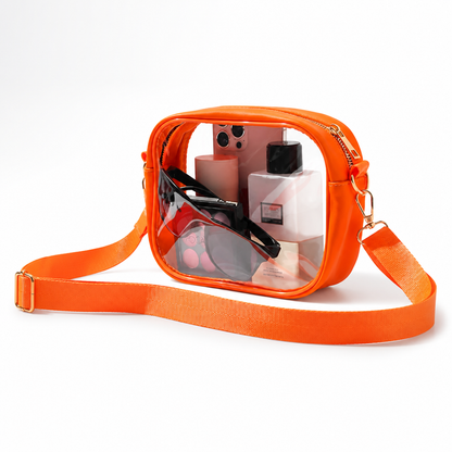 Crossbody Bag Transparent PVC Stadium-Friendly Adjustable Strap