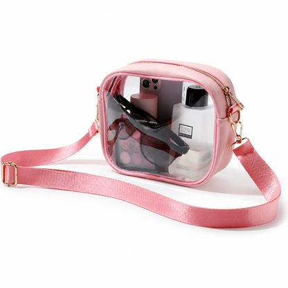 Crossbody Bag Transparent PVC Stadium-Friendly Adjustable Strap