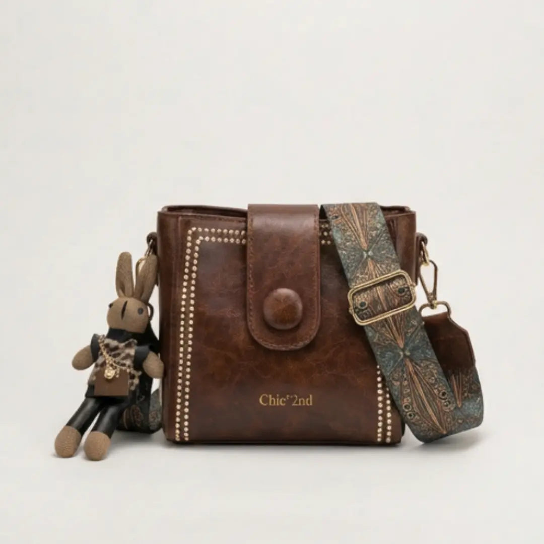 Crossbody Bag Vintage Faux Leather Artisan Woven Strap