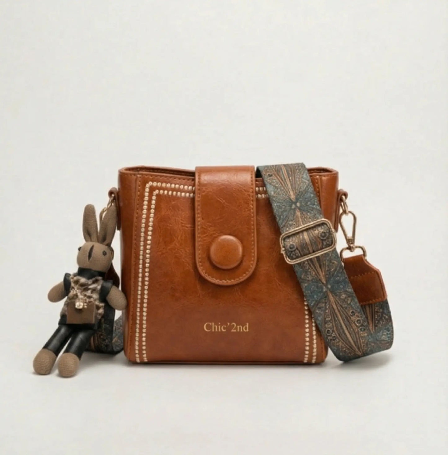 Crossbody Bag Vintage Faux Leather Artisan Woven Strap