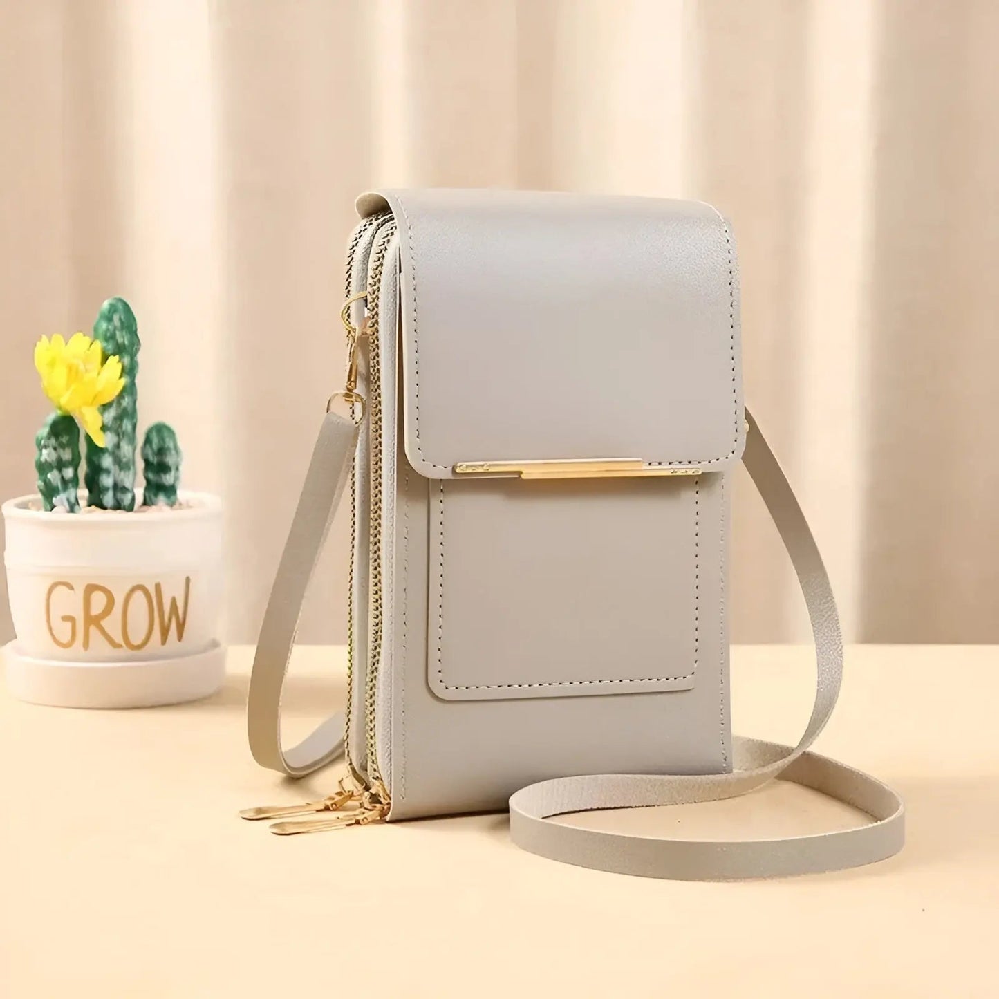 Crossbody Phone Pouch Leather RFID Blocking Touchscreen Window