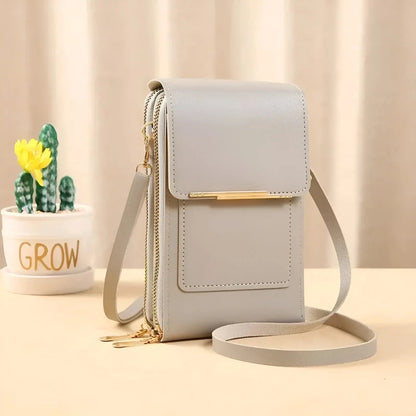 Crossbody Phone Pouch Leather RFID Blocking Touchscreen Window