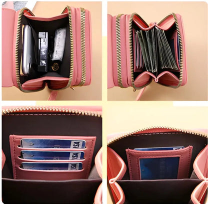Crossbody Phone Pouch Leather RFID Blocking Touchscreen Window
