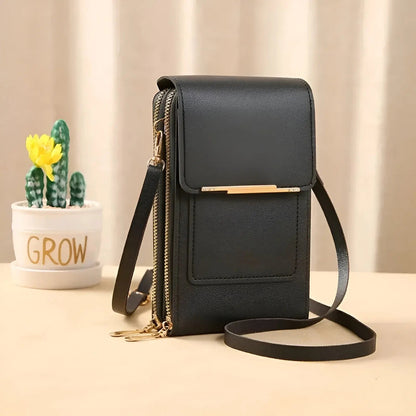 Crossbody Phone Pouch Leather RFID Blocking Touchscreen Window