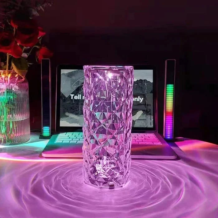 Crystal Table Lamp 3D Diamond Effect RGB USB