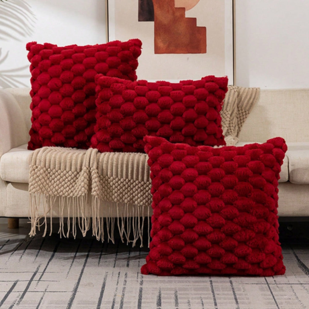 Cushion Cover Plush Velvet 3D Embossed Machine Washable