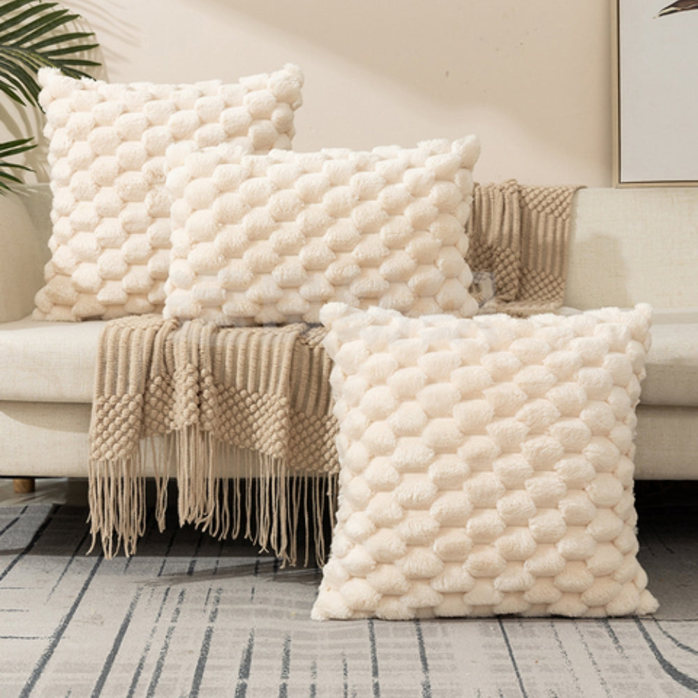 Cushion Cover Plush Velvet 3D Embossed Machine Washable