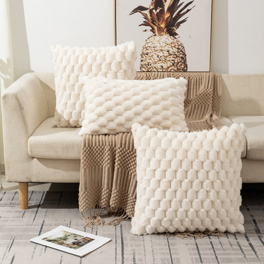 Cushion Cover Plush Velvet 3D Embossed Machine Washable