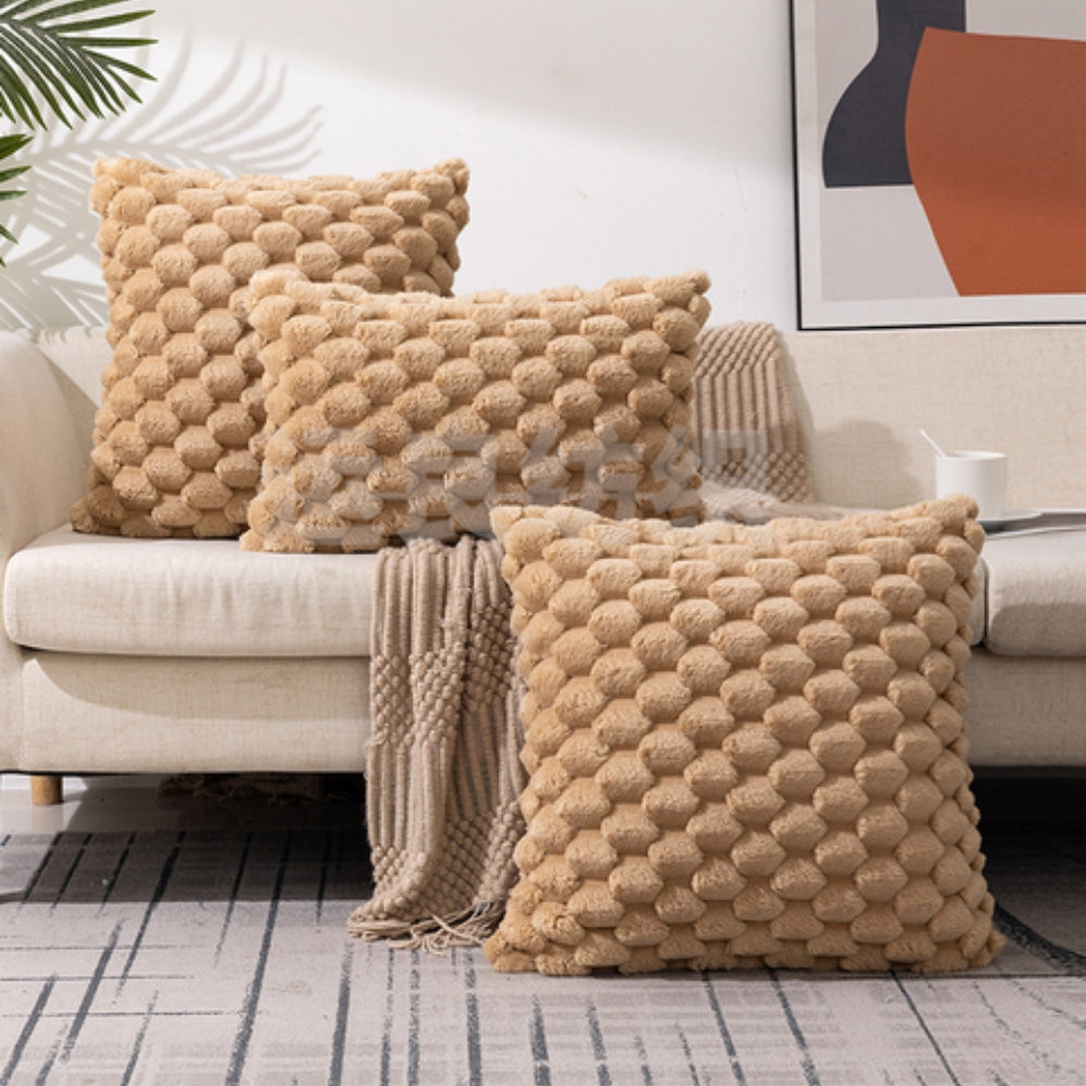 Cushion Cover Plush Velvet 3D Embossed Machine Washable